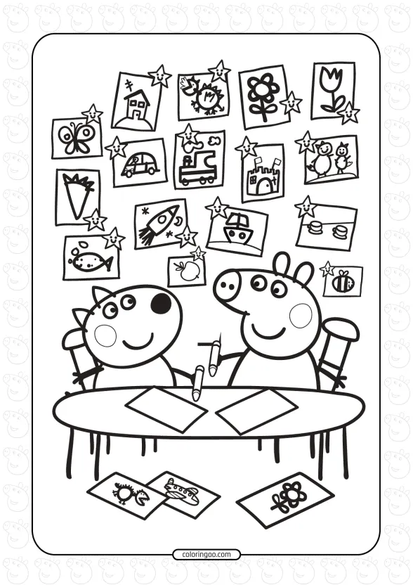 peppa and friend drawing pictures