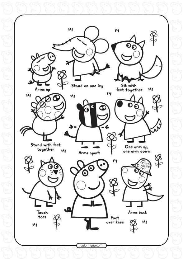 Peppa and Friends Doing Stretches Together 1 peppa and friends doing stretches together