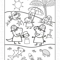 peppa and george making a sandcastle