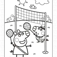 peppa and george playing badminton