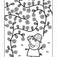peppa picking flowers in a garden