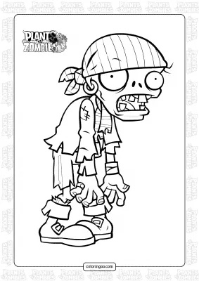 Plants vs Zombies Punk Zombie Coloring Page