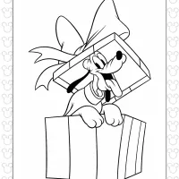 pluto in the gift box coloring page