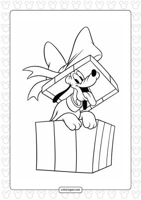 Pluto in the Gift Box Coloring Page