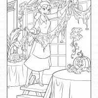 princess tiana halloween coloring page