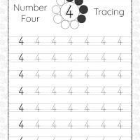 printable dotted number 4 tracing pdf worksheet