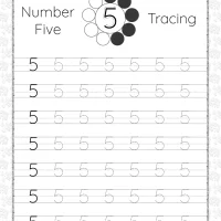 printable dotted number 5 tracing pdf worksheet