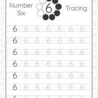 printable dotted number 6 six tracing pdf worksheet