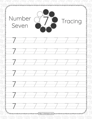 Printable Dotted Number 7 Tracing Pdf Worksheet