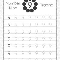 printable dotted number 9 tracing pdf worksheet