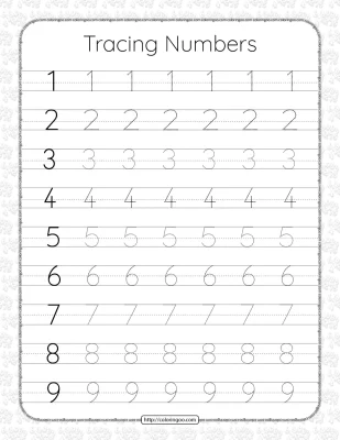 Printable Dotted Tracing Numbers Pdf Worksheets
