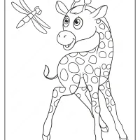Giraffe and Dragonfly Pdf Coloring Page 3 printable giraffe and dragonfly pdf coloring page