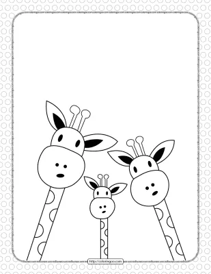 Three Giraffe Coloring Page for Kids
