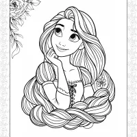 Rapunzel with Beautiful Hairs Coloring Page 3 rapunzel with beautiful hairs coloring page