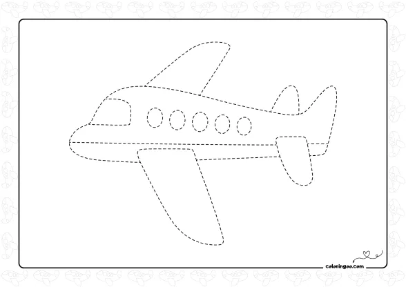simple plane tracing coloring page