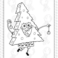 spongebob a christmas tree coloring page