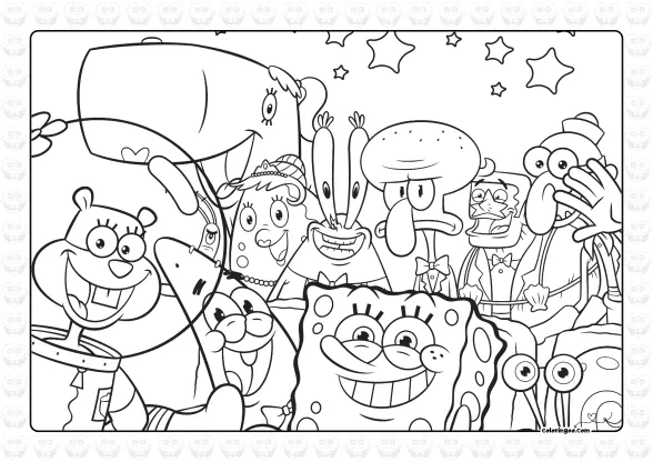 spongebob characters coloring page