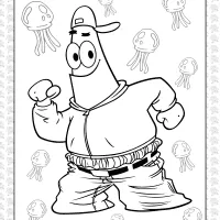 spongebob patrick dancing coloring page