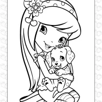 strawberry shortcake and her happy pet