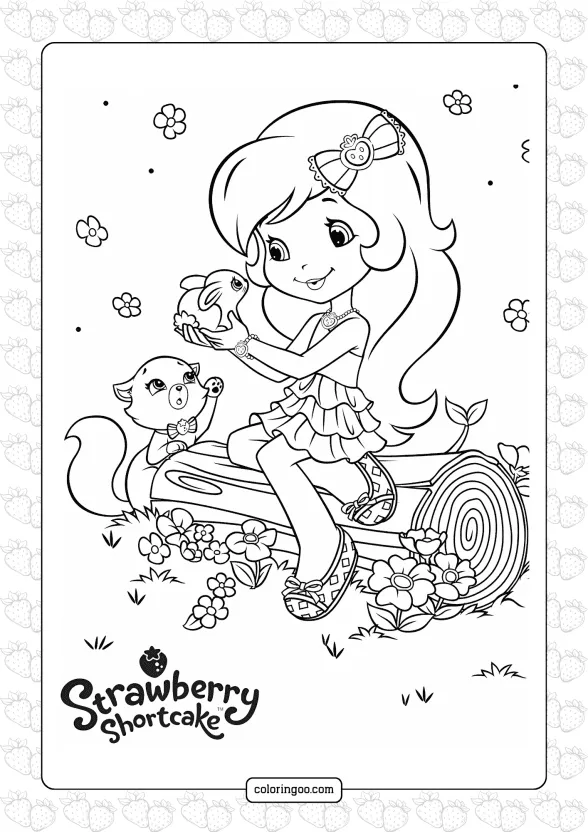 Strawberry Shortcake Loves Pets Coloring Page 1 strawberry shortcake loves pets coloring page