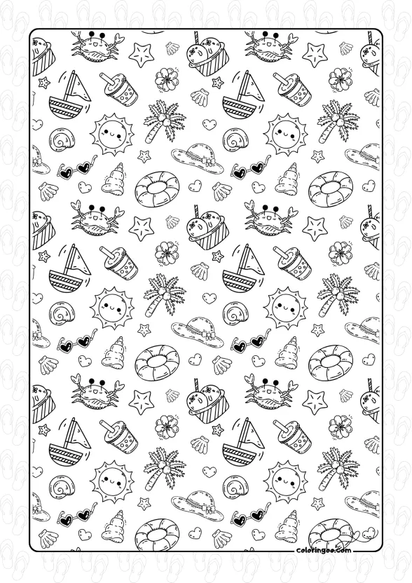 Summer Doodle Coloring Page 1 summer doodle coloring page