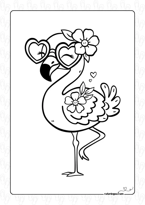 Summer Flamingo Coloring Page 1 summer flamingo coloring page