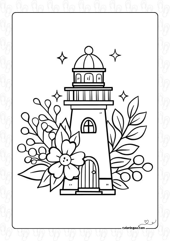 Summer Lighthouse Coloring Page 1 summer lighthouse coloringpage