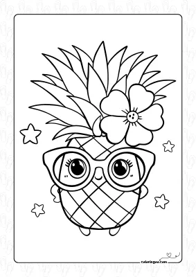 Summer Pineapple Coloring Page