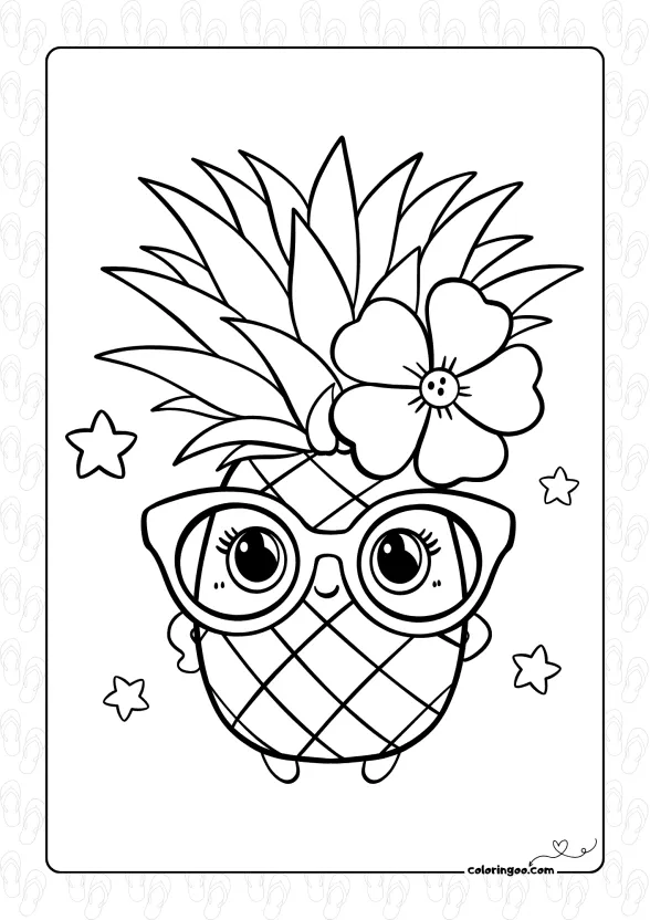 Summer Pineapple Coloring Page 1 summer pineapple coloring page