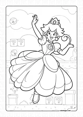 Super Mario Princess Peach Coloring