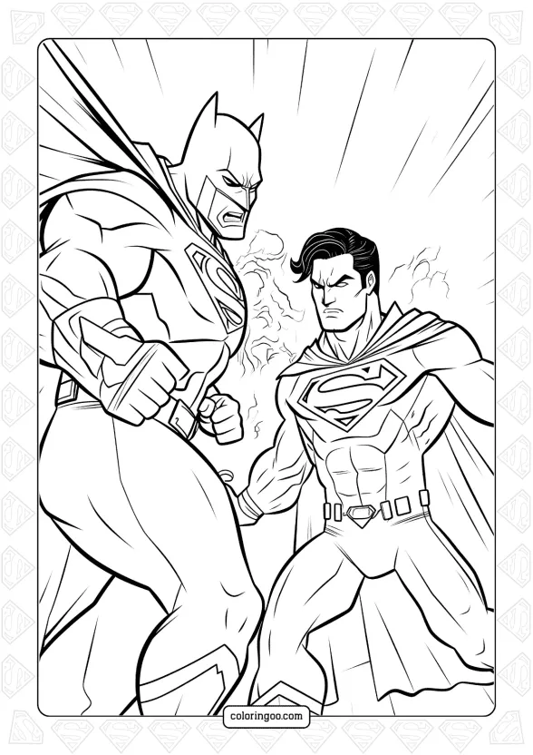 Superman and Batman Coloring Page 1 superman and batman coloring page