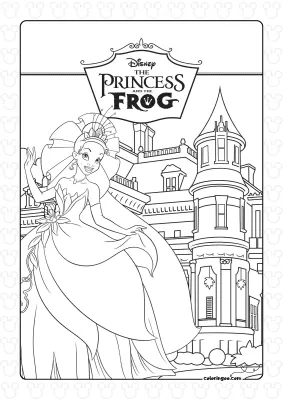 The Princess and the Frog Coloring Page for Kids