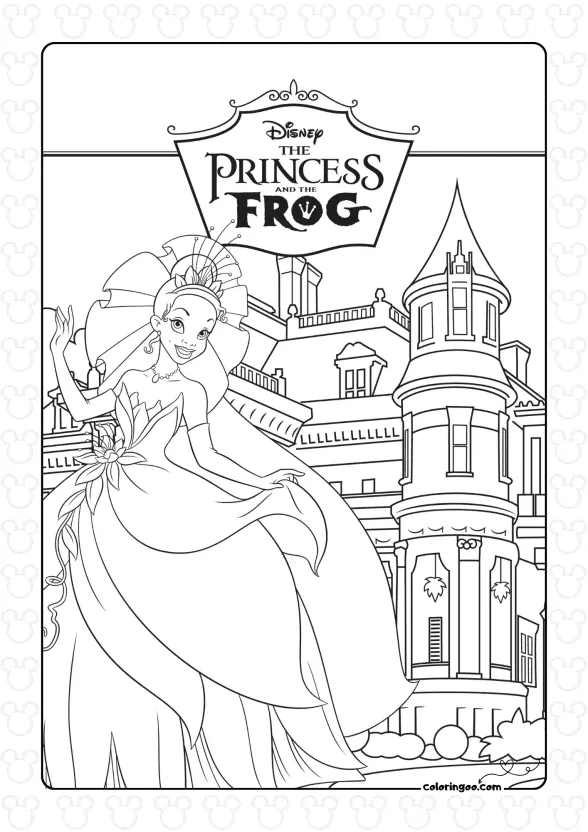 the princess and the frog coloring page for kids
