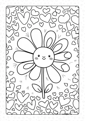 Valentine Flower Coloring Page