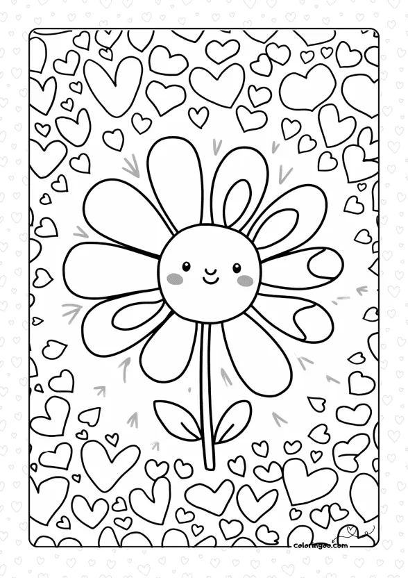Valentine Flower Coloring Page 1 valentine flower coloring page