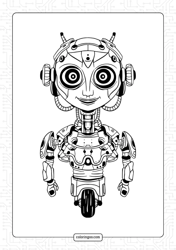 weird robot coloring page