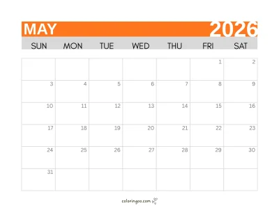 2026 May Calendar Printables