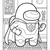 Among Us Hero Pose Coloring Pages