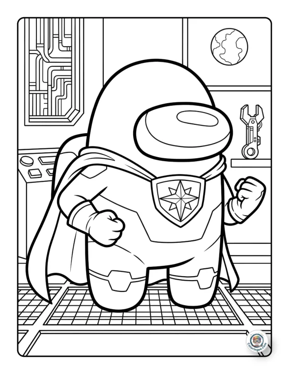 Among Us Hero Pose Coloring Pages