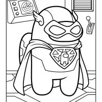 Among Us Masked Avenger Coloring Page