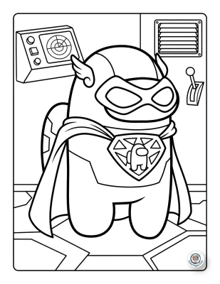 Among Us Masked Avenger Coloring Page