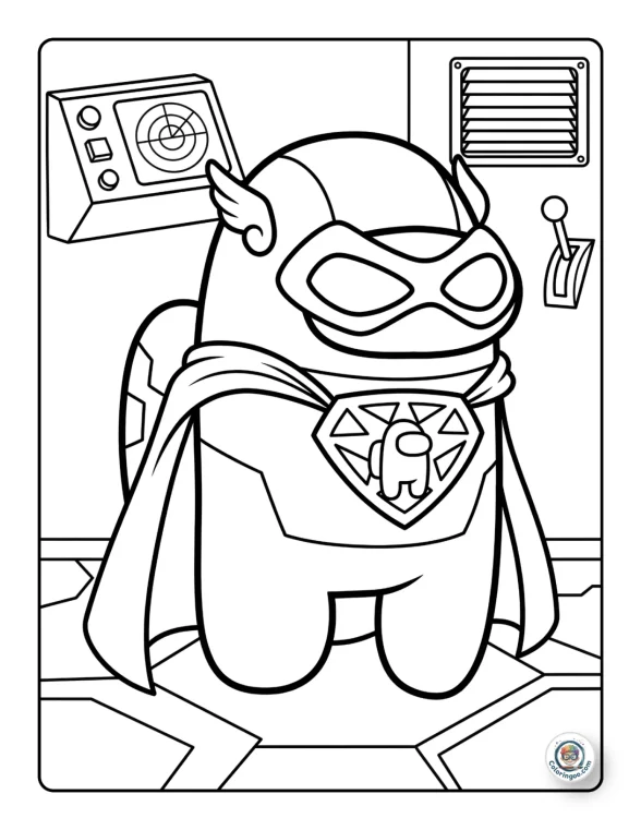 Among Us Masked Avenger Coloring Page