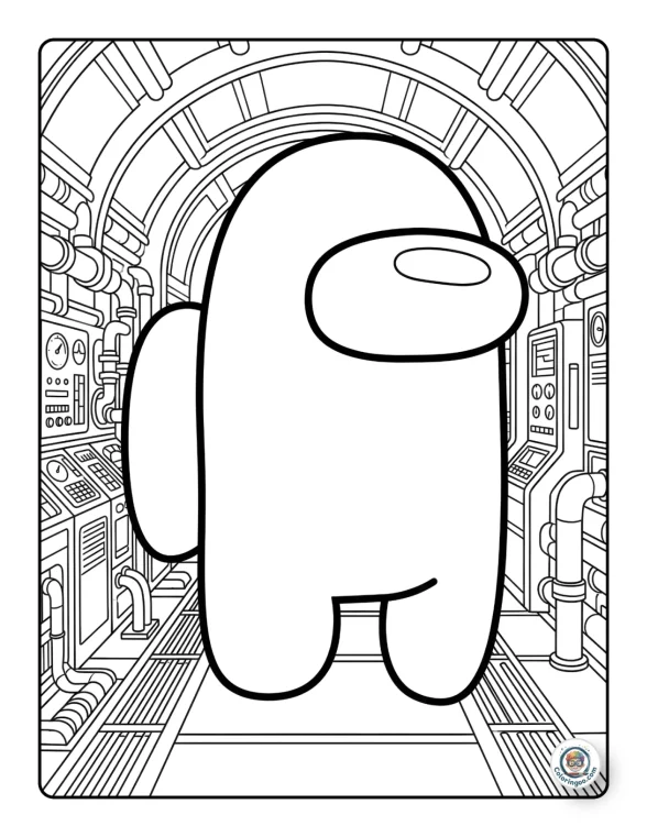 Among Us Space Scene Coloring 1 Among Us Space Scene Coloring