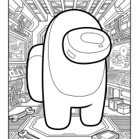 Among Us Space Scene Coloring Page