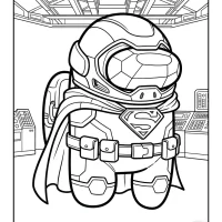 Among Us Super Man Coloring Page