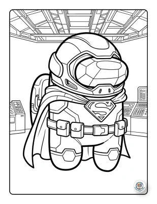 Among Us Super Man Coloring Page