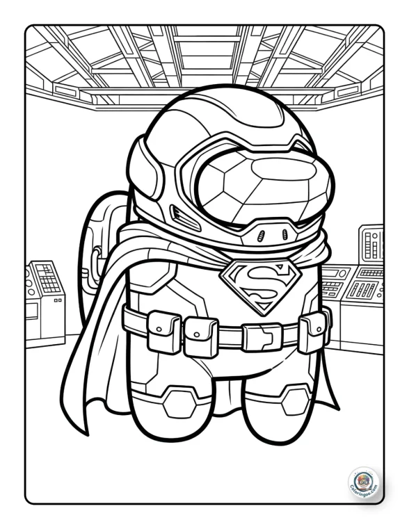 Among Us Super Man Coloring Page