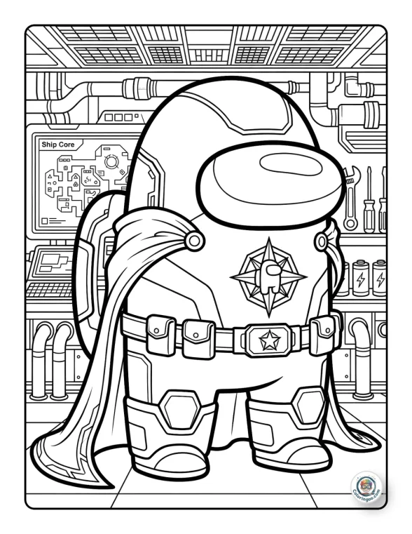 Among Us Superhero Coloring Pages
