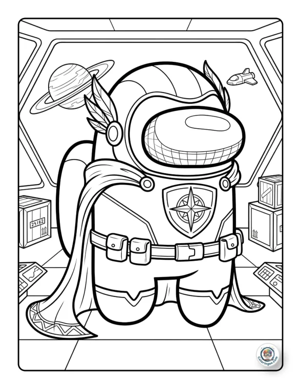 Among Us Superhero Coloring Sheet