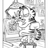 Artist Garfield at the Desk Coloring Page 15 Artist Garfield at the Desk Coloring Page